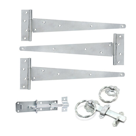 Iromongery Pack with Twisted Ring Gate Latch – Zinc