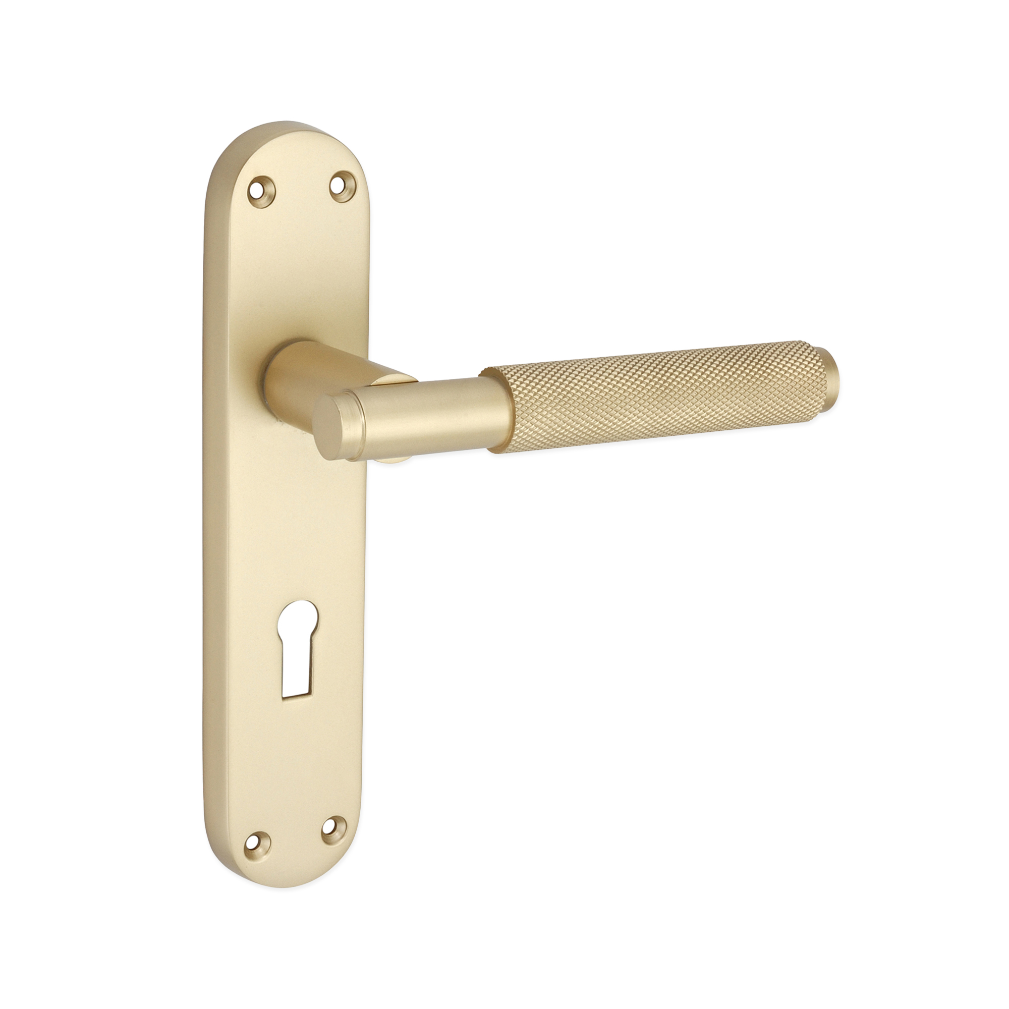 Satin Brass Lever on Backplate Door Handle Door Hardware