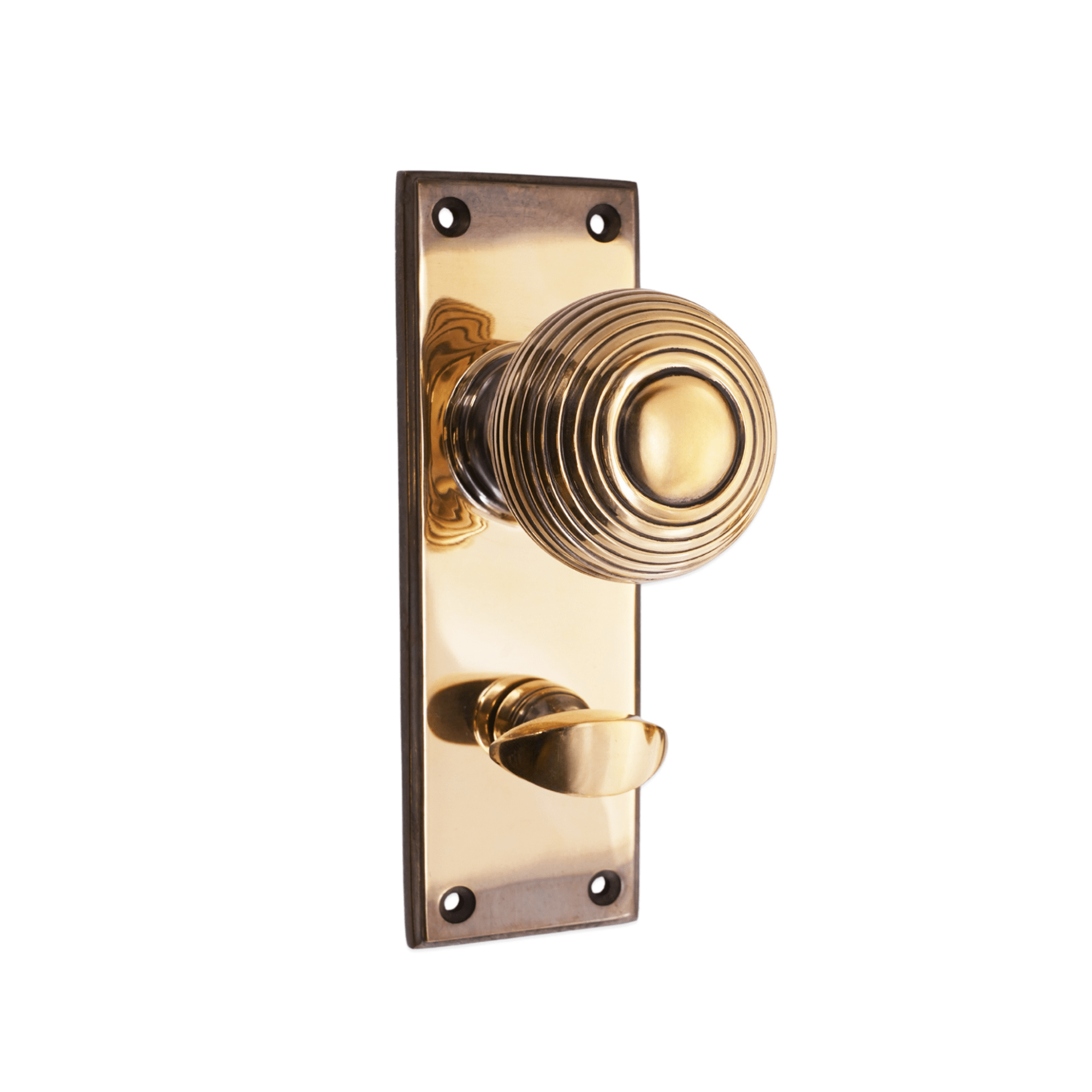 Beehive Knob on Backplate Bathroom Aged Brass Door Hardware