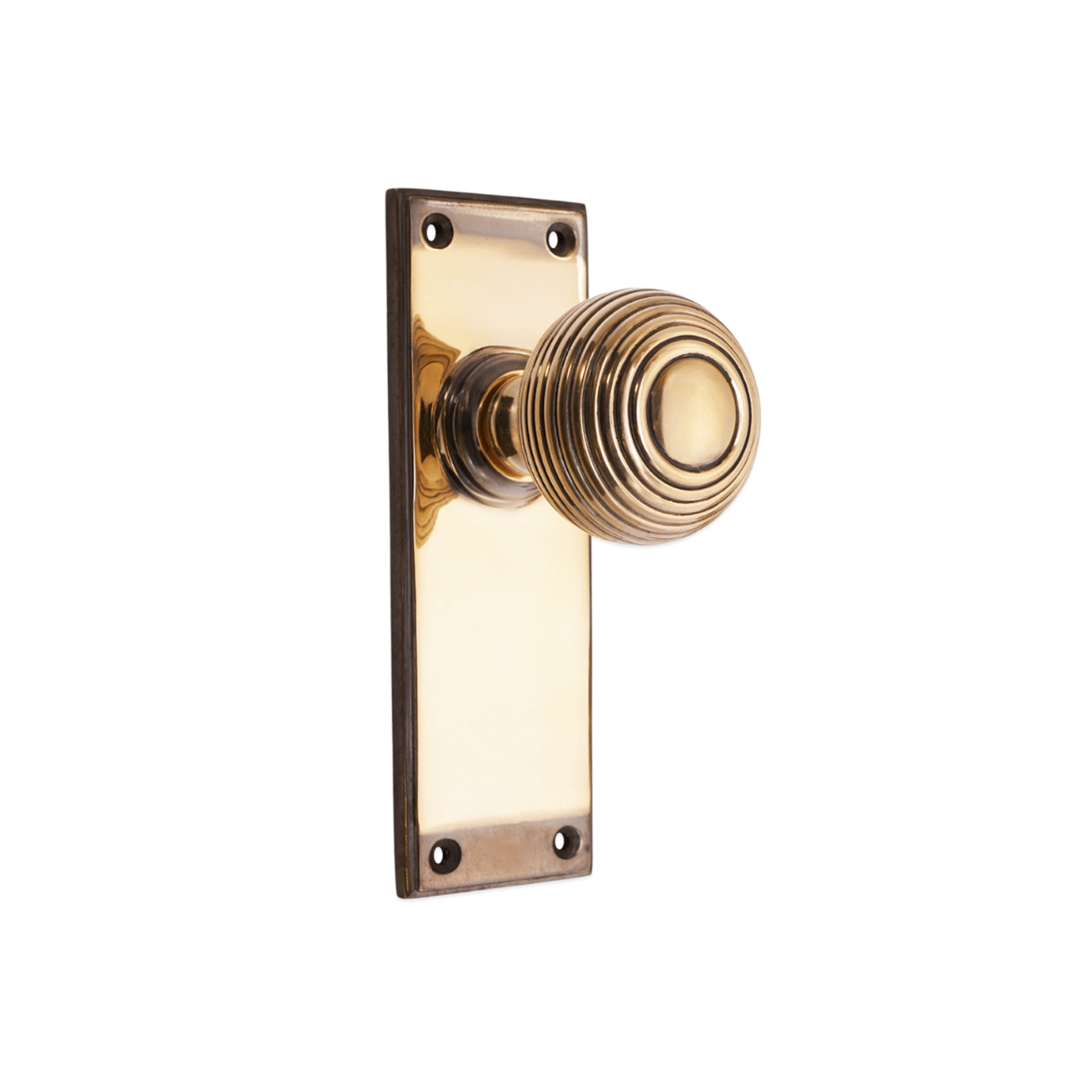 Beehive Knob on Backplate Latch Aged Brass Door Hardware